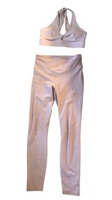 2PC Leggings & Sports Bra M Light Pink/Mauve Yoga Work~Out Twist Top Photo 0