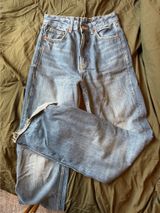 ZARA Full-Length High-Rise Wide-Leg Jeans Photo 0