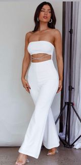 Selfie Leslie NOHEMI STRAPLESS DIAMANTE JUMPSUIT WHITE Photo 0