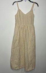 Old navy tan & white checkered sundress 100% cotton women size small cottagecore Photo 0