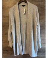 J Crew Small Cardigan Gray Merino Wool Blend Open Front Long Balloon Sleeve NEW Photo 0