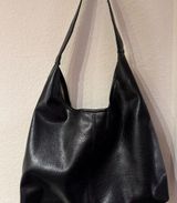 Chic Black Faux Leather Shoulder Bag With Matching Mini Bag Photo 0