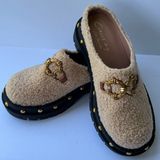 Circus by Sam Edelman Tan and Gold Mules with Platform Sole 8M Photo 0