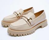 ZARA Nude Platform Loafers Photo 0