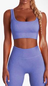 Amazon Sports Bra Leggings Set Ribbed Lavender Photo 0