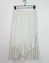 H&M Calf-length Flounced Skirt White Dotted Midi size 12 Photo 0