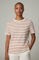 A New Day Womens Brown Stripe Ribbed Knit Short Sleeve T-Shirt Top, Size XL Photo 0