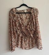 Hayden  Los Angeles 1XL Pink Floral Ruffle Blouse Photo 0