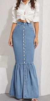 SheIn Button Up Demon Mermaid Maxi Skirt Photo 0