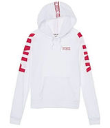 Victoria’s Secret Pink White & Red Logo Pullover Long Sleeve Hoodie Size XS Photo 0