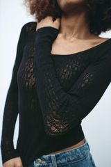 Zara seamless lace top limitless contour collection XS/S Black Photo 0