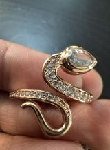 585 14K RG Rose Gold Stamped Sparkle Snake Twist Adjustable Ring Photo 0