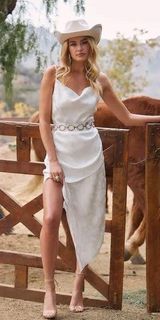 Victoria White Satin Floral Printed Midi Dress Photo 0