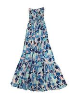 able the label anthropologie smocked maxi strapless dress blue floral tiered XS Photo 0