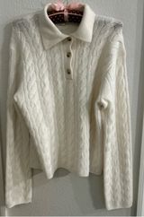 VINCE CASHMERE & WOOL BLEND IVORY/CREAM V-NECK COLLARED SWEATER-BRAND NEW $425 Photo 0