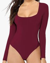 Bodysuit for Women Round Neck Long Sleeve Stretch Tops Jumpsuit Photo 0