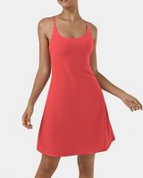 NWT  Poinsettia Red Softlyzero Backless Cut Out Active Dress Size Large Photo 0