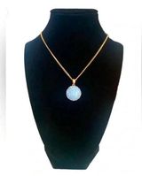 Blue Natural Druzy Quartz Gemstone Pendant Necklace Gold Plate Photo 0
