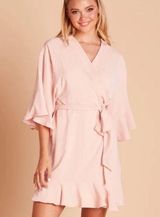 Birdy Grey- Pale Pink Ruffle Sleeves and Hem Nightgown Robe with Belt- Size M/L Photo 0