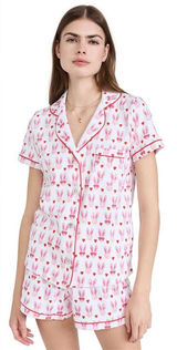 Roller Rabbit Pink Lovestruck Bunny Polo Pajamas Preppy Valentine’s Day Photo 0