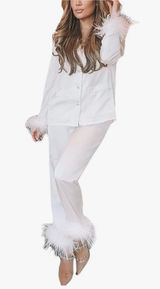 Amazon White Feather Trim Pajama Set Photo 0