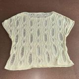 Umgee Women's Crochet Knit Cap Sleeve Top, Ivory, Size M, Boho Beach Festival Photo 0