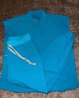 Women’s Teal Scrub Set S/P Zamora Joggers And Rafaela Top PO1772 EUC Photo 0