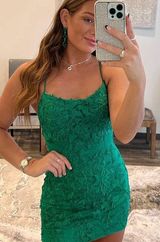 Green lace up homecoming dress Size 10 Photo 0