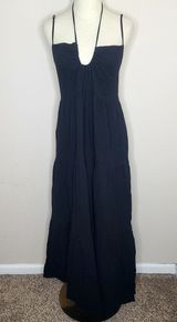 Charlie Holiday Anthropologie Dress Womens Tiered Priscilla Maxi Black Boho SZ 2 Photo 0