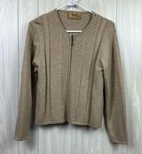 Smartwool Womens Sweater Small Tan Zip Cardigan Cableknit Scoop Merino Wool Photo 0