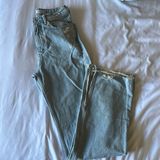 split hem, light wash jeans, full, never worn Photo 0
