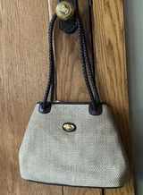 Etienne Aigner Woven Shoulder Bag with Braided Leather Strap and Keychain Photo 0