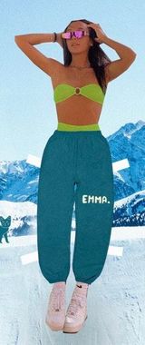 Emma chamberlain Puffy Turquoise Sweatpants Photo 0