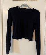 Yogalicious Black Long Sleeve Ribbed Top Photo 0