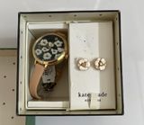 Kate Spade Gold and Tan Watch and earrings Set with Floral Design Photo 0