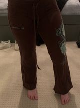 2000 Pink Lotus Brown Low Rise Flare Pants  Photo 0