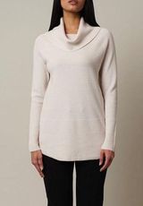 Cyrus Raya by  Knits Waffle Cowl Neck Sweater in Pearl Puff Cream Ivory Size S Photo 0