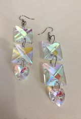 Forever 21 Crystal Iridescent Lightweight Heart Earrings Y2K  Photo 0