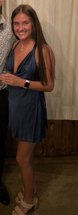 Navy Blue Satin Mini Dress Size XS Photo 0