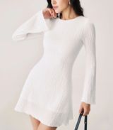 Rihoas White Ruched Bell Sleeve Mini Dress Size M Photo 0