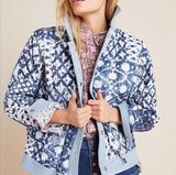 Anthropologie Blank NYC Floral Jacket Blue Photo 0