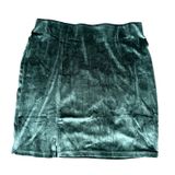 Monki Velvet Mini Skirt with Split Hem in Dark Green, Size S Photo 0