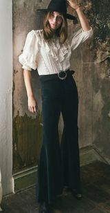 Just Float On Velvet Flare Jeans Size 25 Dark Gray Bohemian Hippie Photo 0