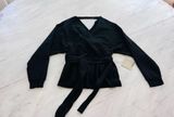 Active USA  Peplum Wrap Sweater in Black Size Large NWT Photo 0
