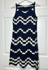 House of Harlow 1960 Crochet Lined Dress * Cream and Navy * Size: Small Blue Photo 0