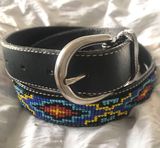 J.Crew Black Leather Beaded Belt Photo 0