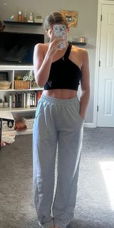 gray wide leg sweatpants Size M Photo 0