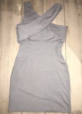 Halston Heritage grey bodycon asymmetrical dress Photo 0