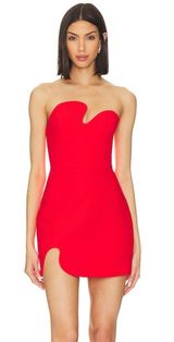 Amanda Uprichard X Revolve Strapless Puzzle Mini Dress In Crimson Red Photo 0