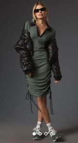 NWT Daily Practice by Anthropologie Long-Sleeve Colourblock Polo Midi Dress Size Photo 0